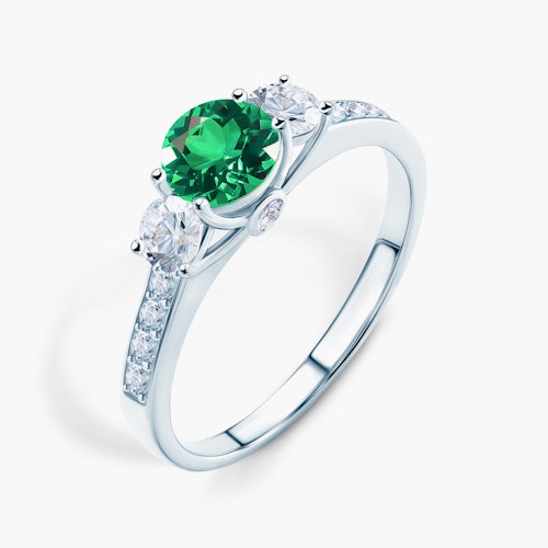 Pierścionek zaręczynowy Dream: białe złoto, szmaragd